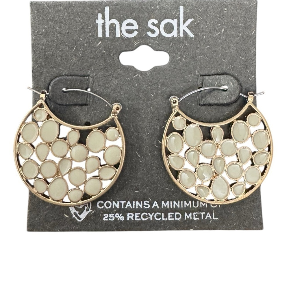 The Sak Gold and Cream Round Cut Out Earrings